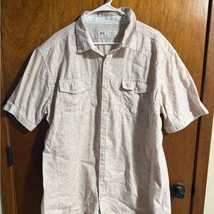 BKE Men's Beige/Salmon Short Sleeve Shirt